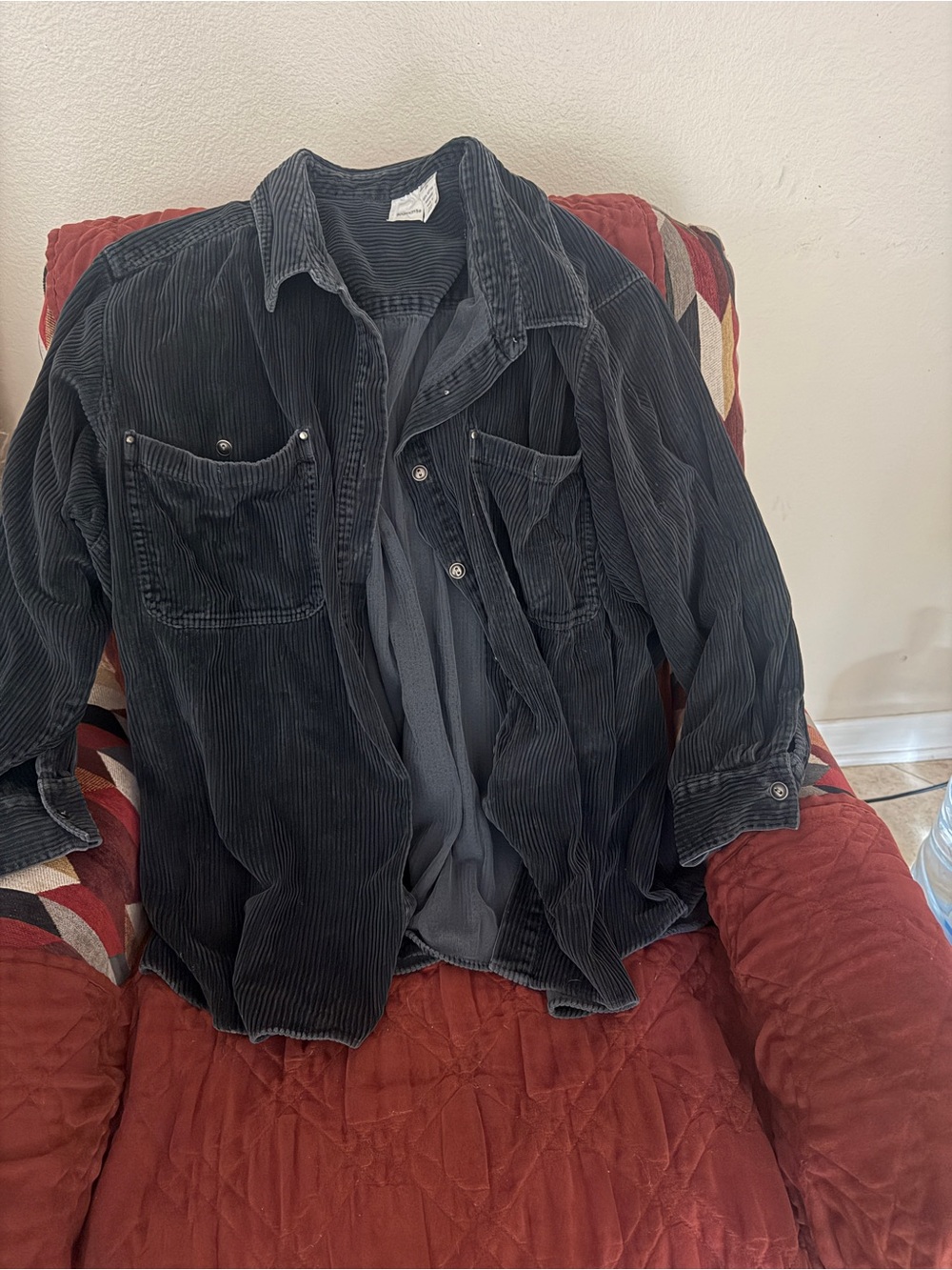 Roaman's Charcoal Corduroy Shirt Jacket